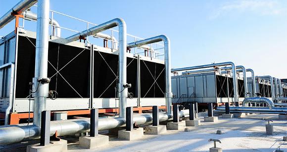 Large rooftop cooling / Air Conditioning units on building in Herefordshire